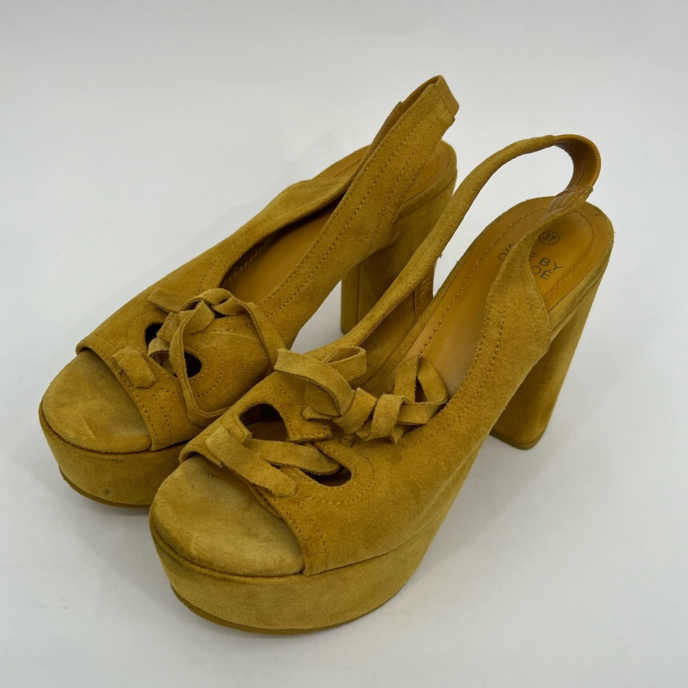 See by Chloe yellow suede platform heels